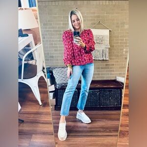 CROSBY by Mollie Burch Red Floral Blouse